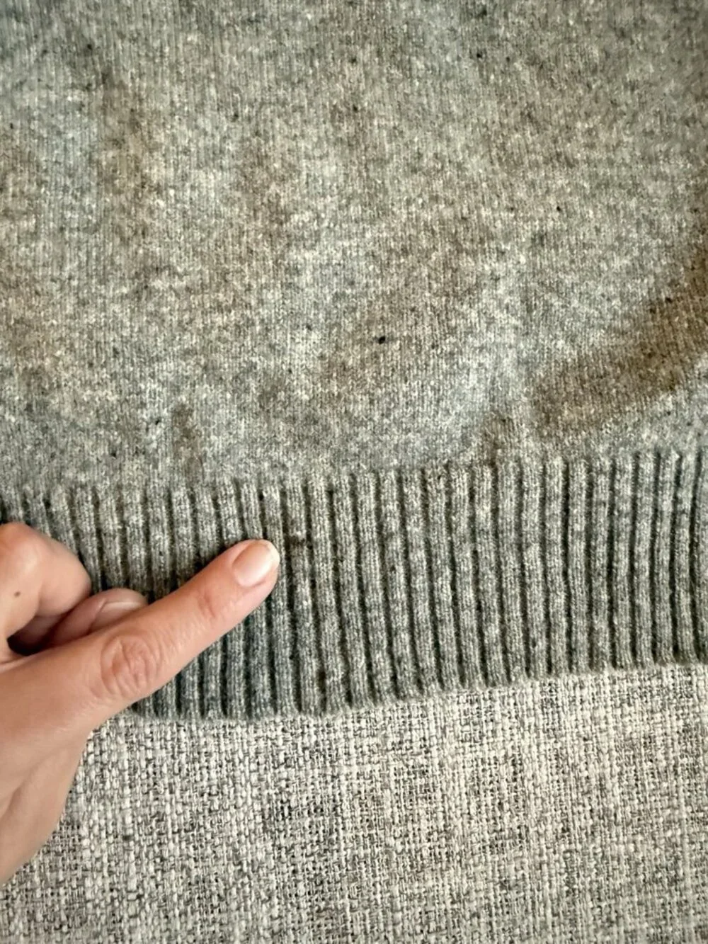 Fisherman Out Of Ireland Sweater Men XXL Gray Flecked Lambswool Knit Elbow Patch